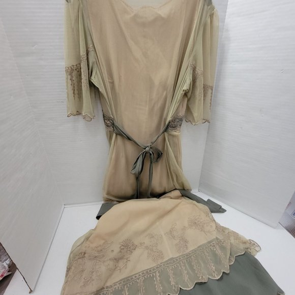 New Victorian Trading Co Hopeless Romantic Lace Dress Blush Green Cottagecore M - Picture 10 of 16